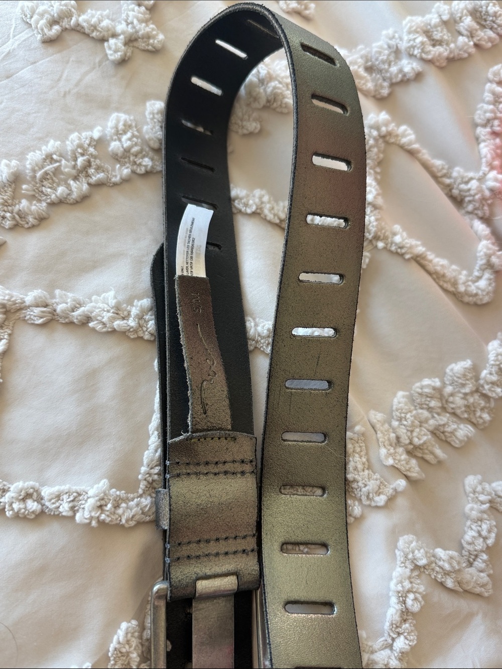 Free people Metallic Silver Leather Belt with Rectangular Buckle - Picture 6 of 6